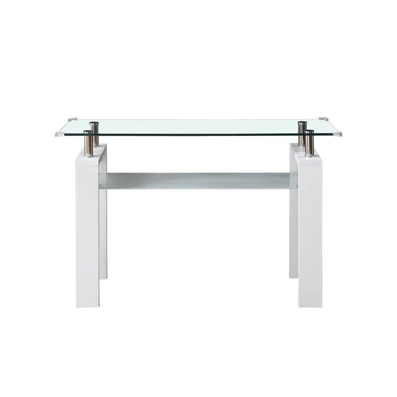 Console Table, Tempered Glass Top, Modern Foyer Area Table