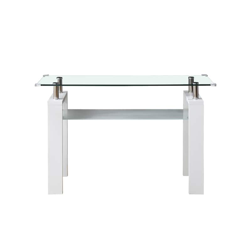 MDF Console Table, Tempered Glass Top, Modern Foyer Area Table