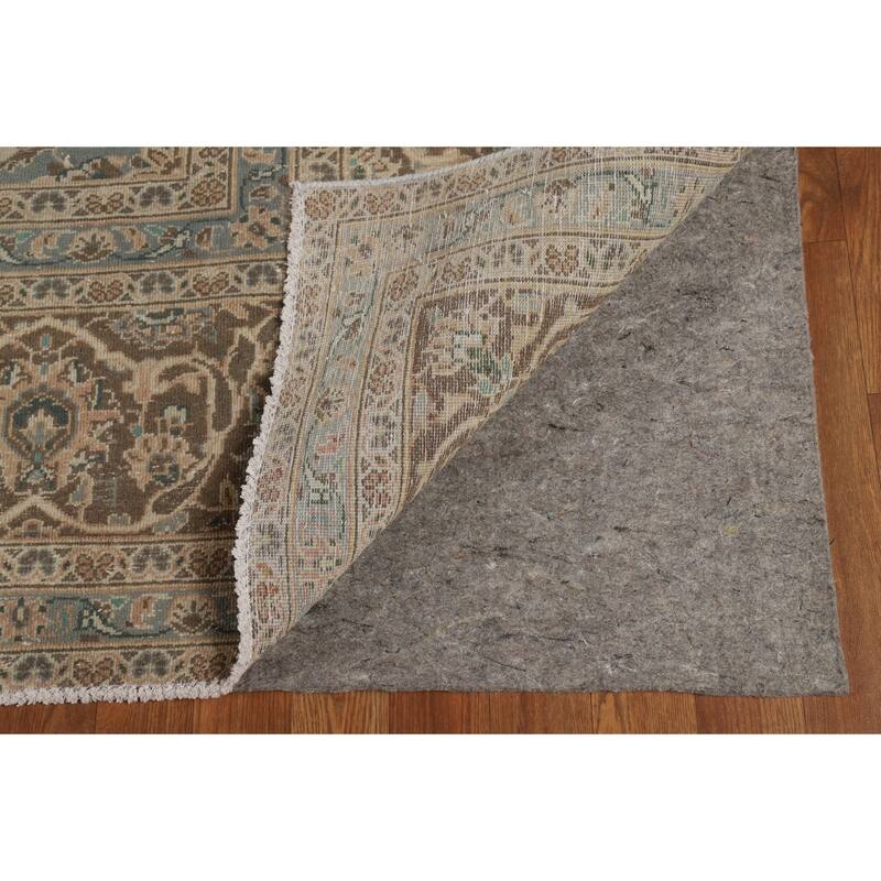 Traditional Mashad Persian Vintage Rug Bedroom Handmade Wool Carpet - 9'6" x 13'3"