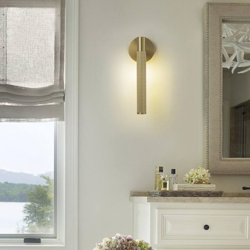 Mid-Century 1-Light Gold Wall Sconce - H13.4" × W4.7" × D5.5"