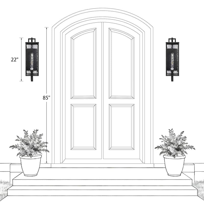 LED Outdoor Wall Lantern 1-Light 22-in H Matte Black Fixture - 22 inch