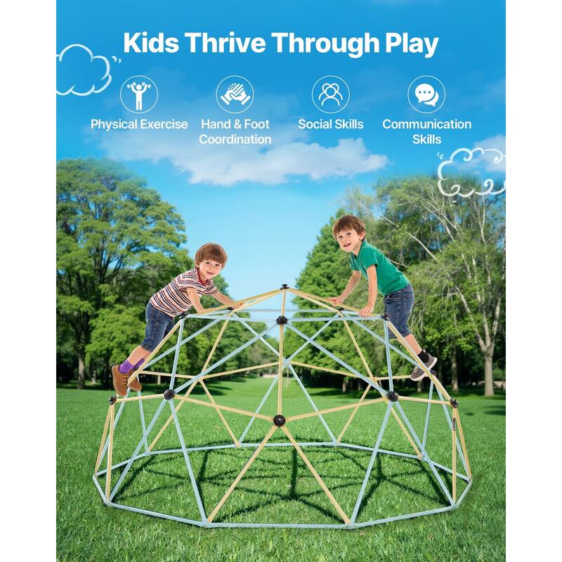 10FT Children’s Rust-Resistant Climbing Dome for Jungle Gym and Basketball Octopus Net - 120 x 120 x 60 in