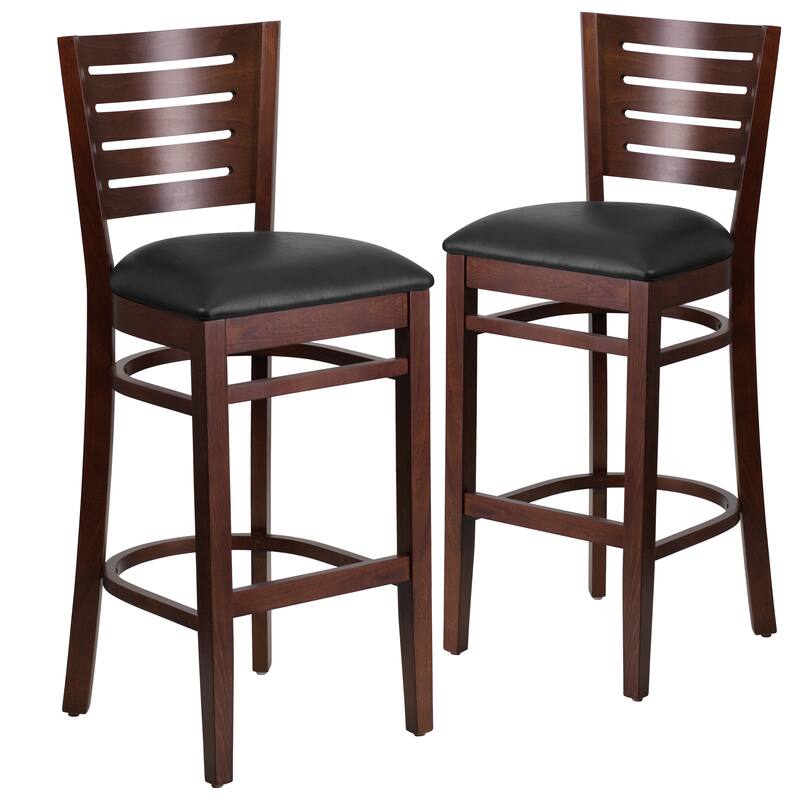 2 Pk. Darby Series Slat Back Wooden Restaurant Barstool - 16.75"W x 18"D x 43.5"H - 16.75"W x 18"D x 43.5"H