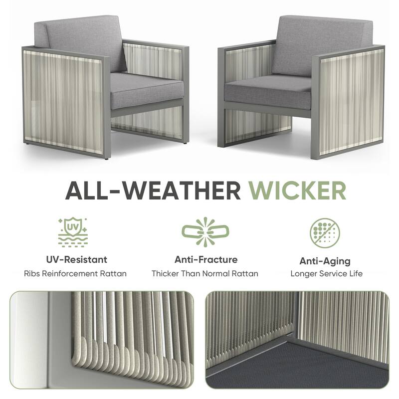 Gymojoy Outdoor Wicker Club Chairs 400lb Capacity