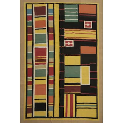 Hand Woven Oriental 100% Wool Carpet Southwestern Modern Multi-Colored Kilim Area Rug - 11' 8'' X 8' 10''