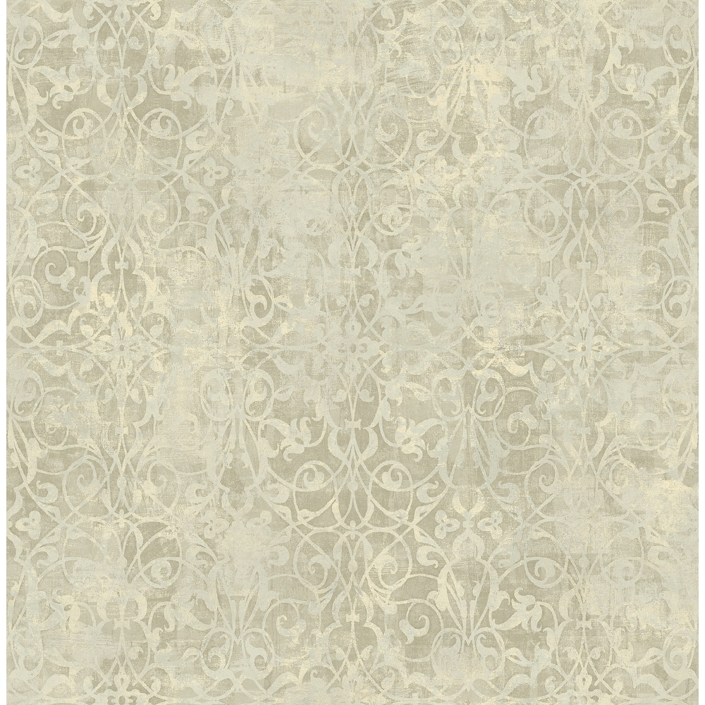 Seabrook Designs Brilliant Rustic Scroll Unpasted Wallpaper