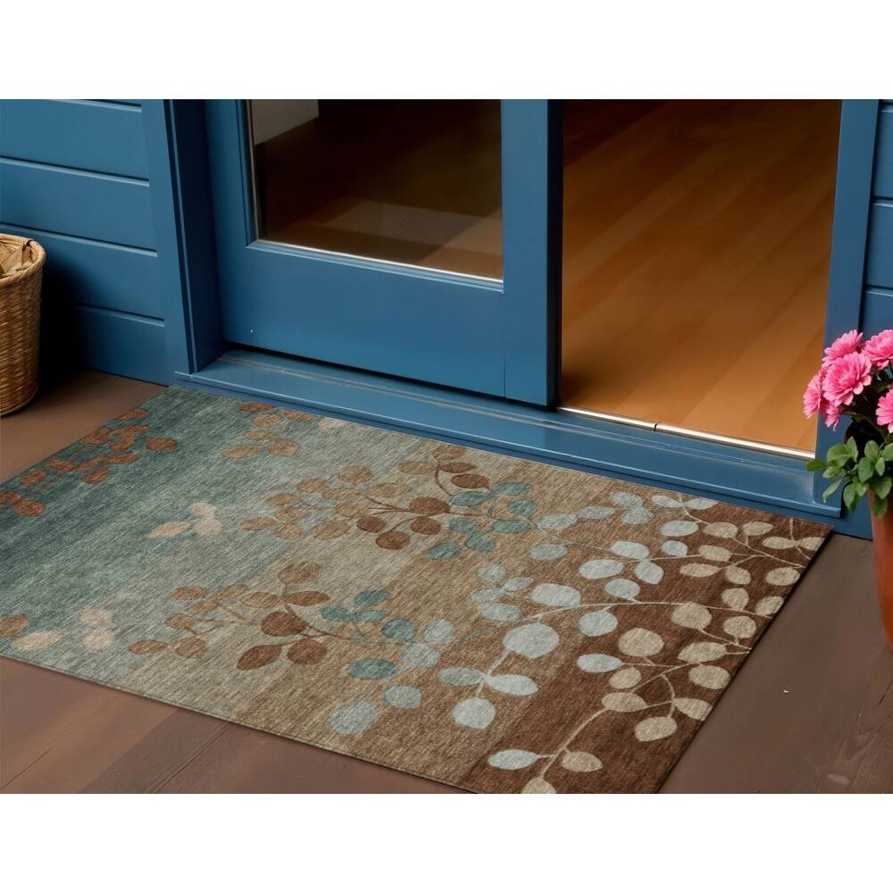 HomeRoots Floral Transitional Rectangle Outdoor Rug
