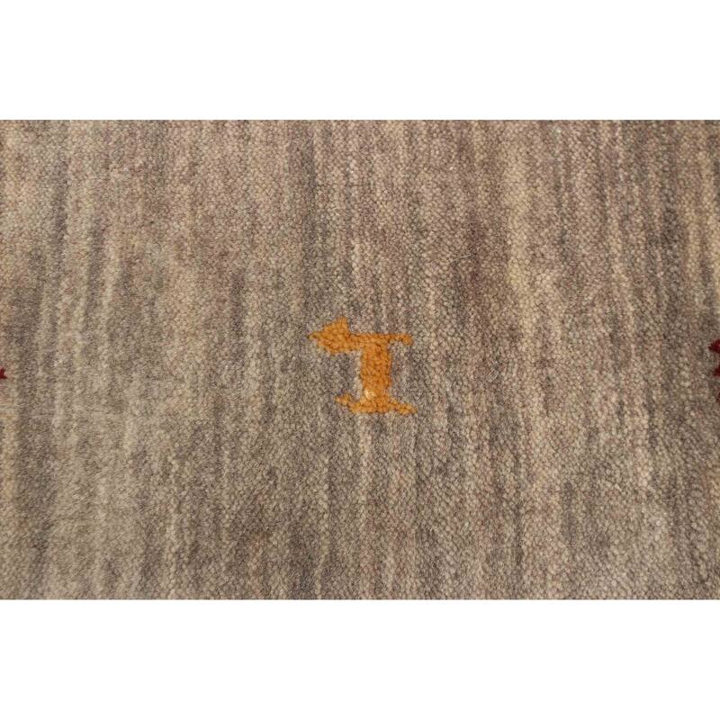 ECARPETGALLERY Hand Loomed Kashkuli Gabbeh Grey Wool Rug - 2'7 x 7'6