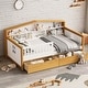 preview thumbnail 2 of 7, White+Walnut Twin Size Wood House Bed with Two Drawers and Bookcase