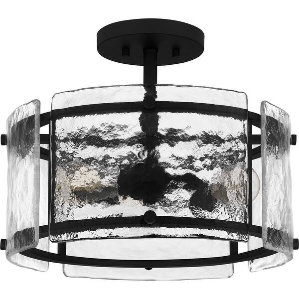 slide 2 of 7, Fortress Three Light Semi Flush Mount Earth Black