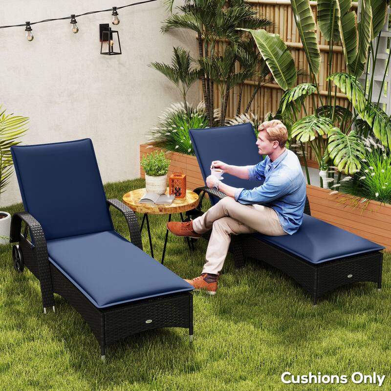 Outsunny Outdoor Lounge Chair Cushion Set of 2, UPF50+ 200gsm Fabric and 25D High-Density Foam