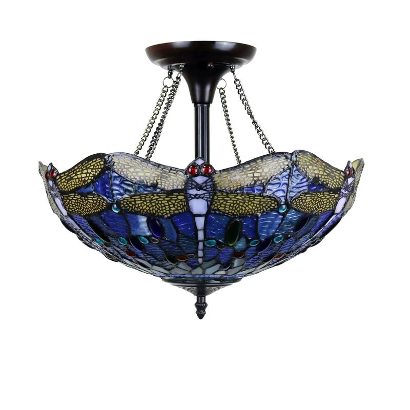 Dragonfly Design 2-light Dark Bronze Semi-Flush Mount Fixture