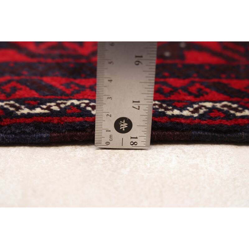 ECARPETGALLERY Hand-knotted Teimani Dark Navy, Red Wool Rug - 3'1 x 6'2