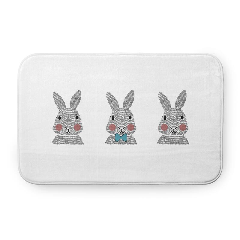 Bunny Triplets Bathmat - Explorer Blue - 24" x 17"