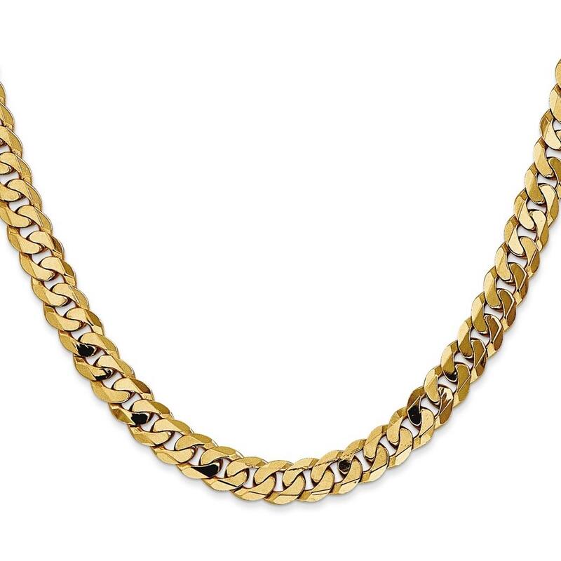Curata 10k Yellow Gold 7.25mm Flat Beveled Curb Chain Bracelet