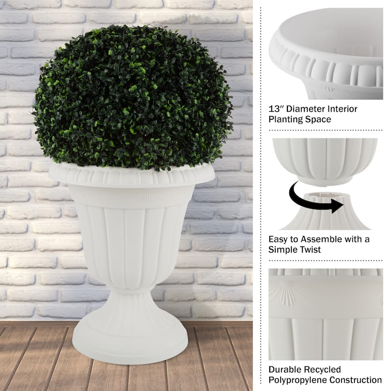 Pure Garden 16x18-Inch Outdoor Planter 2-Pack - Plastic Urn Planters