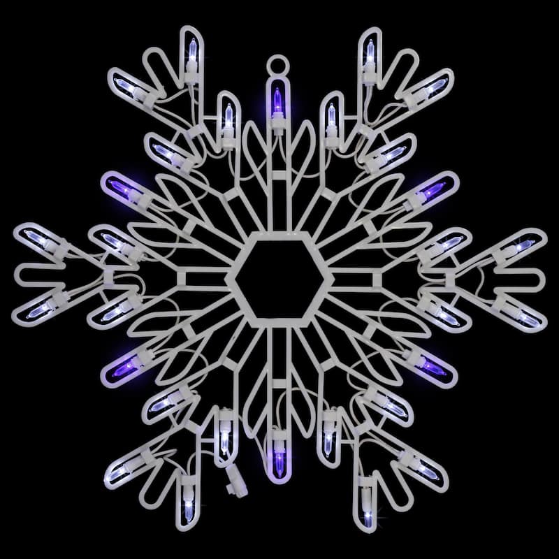 16" LED Pure White Blue Snowflake Christmas Window Silhouette Decor