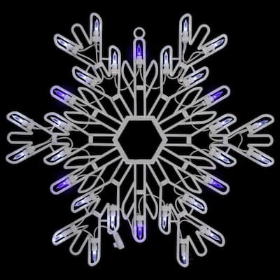 16" LED Pure White Blue Snowflake Christmas Window Silhouette Decor