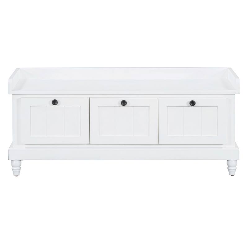 Fluted Entryway Bench with Storage
