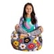 preview thumbnail 148 of 192, Kids' Stuffed Animal Storage Bean Bag Chair Cover or Toy Organizer 27 Inches Medium - Canvas Multi-colored Flowers on Gray