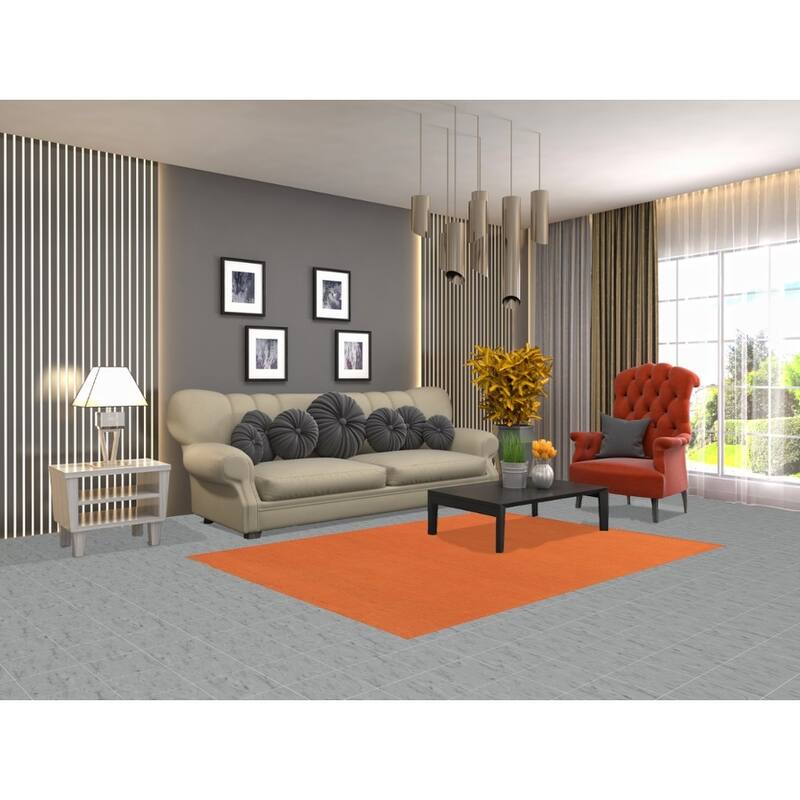 Orange Gabbeh Modern Area Rug Hand-Knotted Wool Carpet - 4'10" x 6'8"
