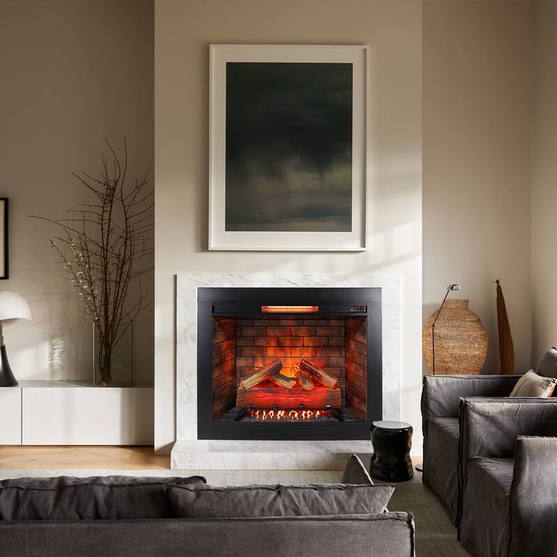 33" Infrared Electric Fireplace with Removable Trim Kit