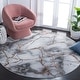 preview thumbnail 46 of 92, SAFAVIEH Craft Margaretha Modern Abstract Marble Pattern Rug 10' x 10' Round - Grey/Orange