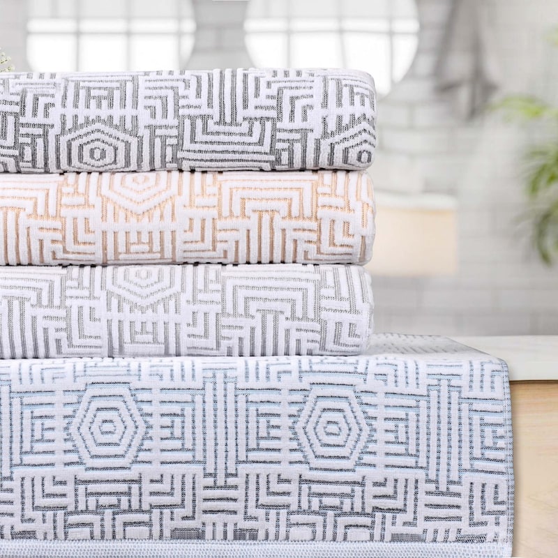 Superior Jasper Cotton Modern Geometric Jacquard Bath Sheet Set of 2