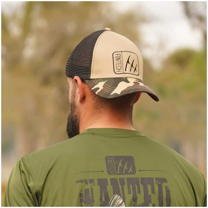 Fintech Logo Camo Snapback Hat - Dune - One Size