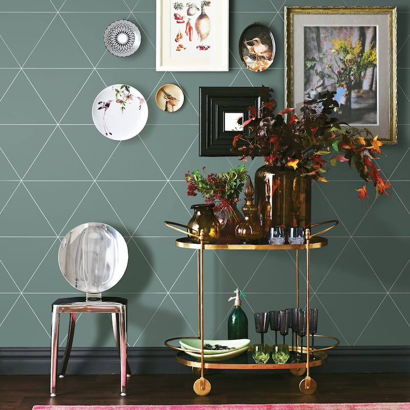A-Street Prints Twilight Green Geometric Wallpaper