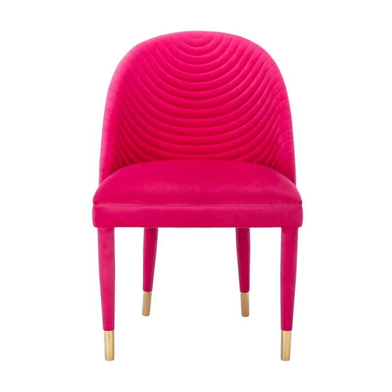 Velvet Upholstered Ripple Thread Leisure Single Dining Chair with Solid Wood Foot（set of 2）