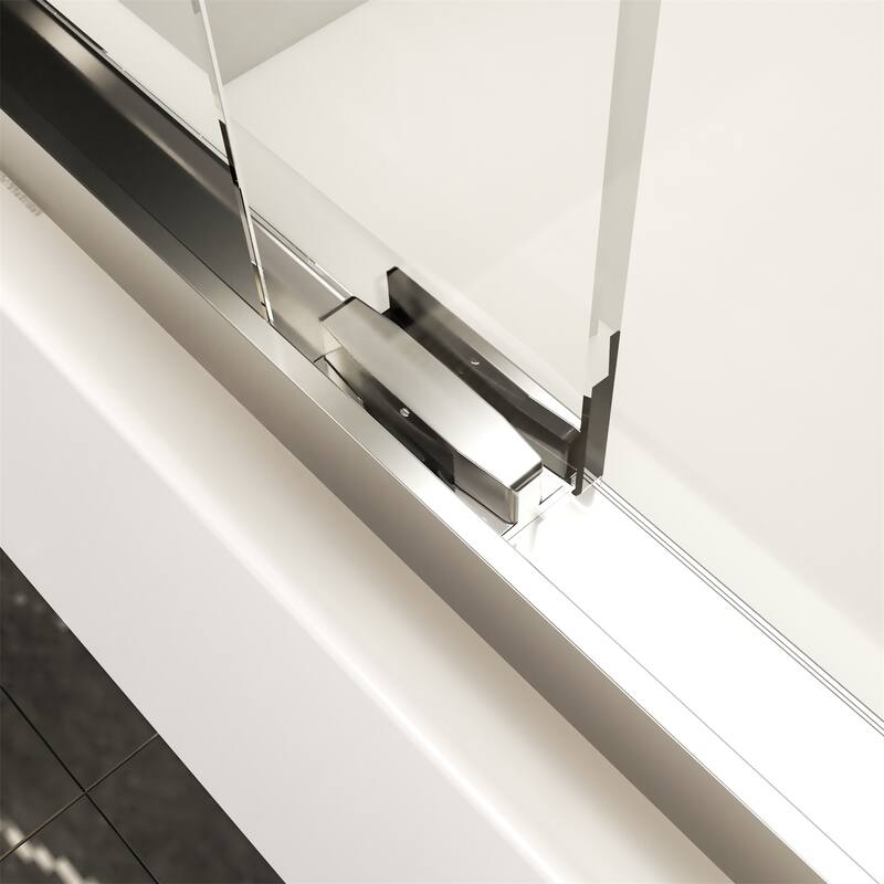 Semi-Frameless Double Sliding Tub Door, 1/4" Thick SGCC Tempered Glass