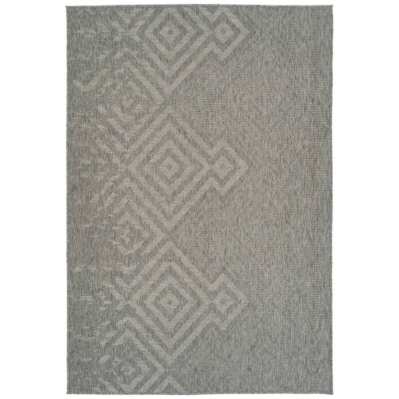 Modern Transitional Geometric Southwestern Textured High-Low Cut & Loop Runner - 2x 6