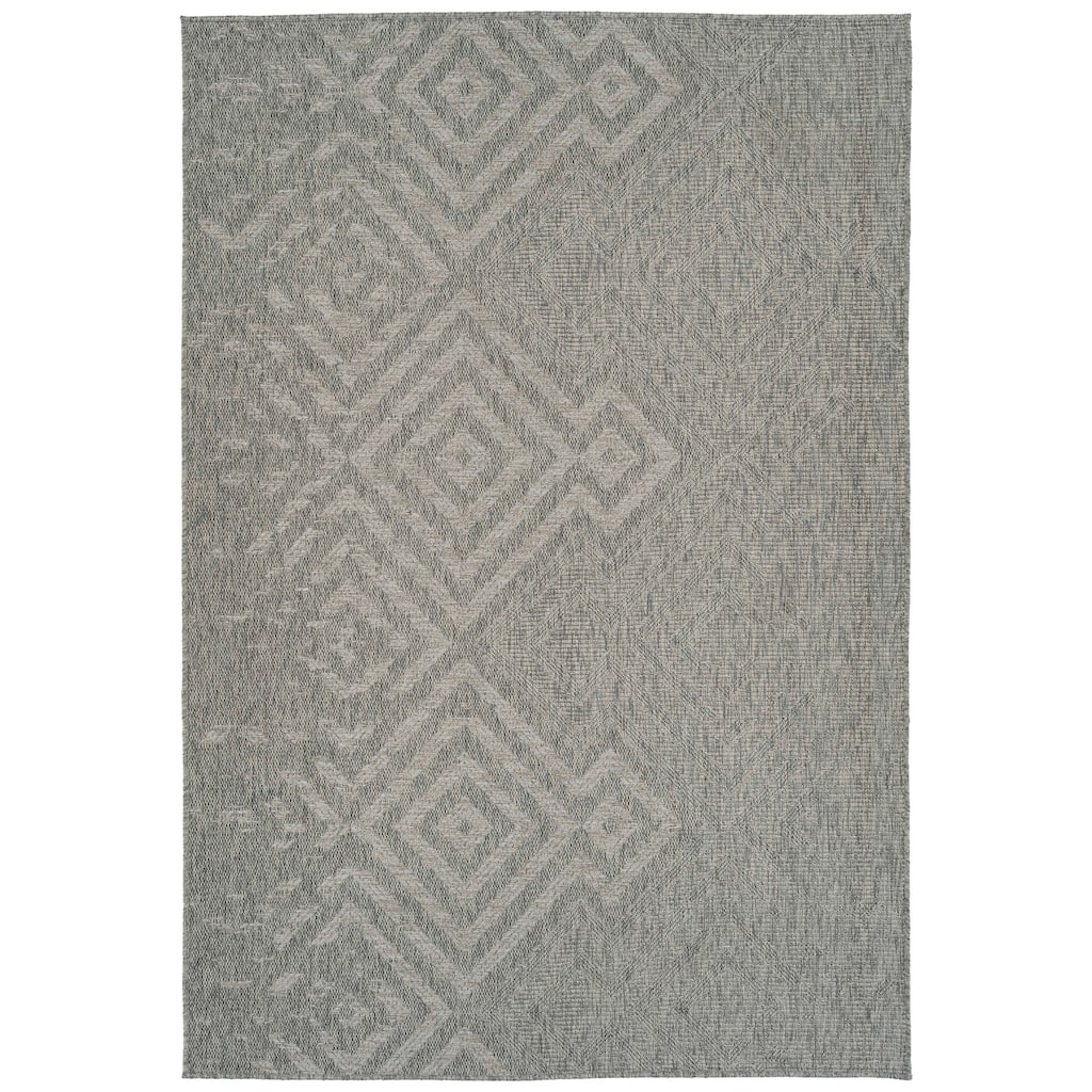 Modern Transitional Geometric Southwestern Textured High-Low Cut & Loop Runner - 2x 6