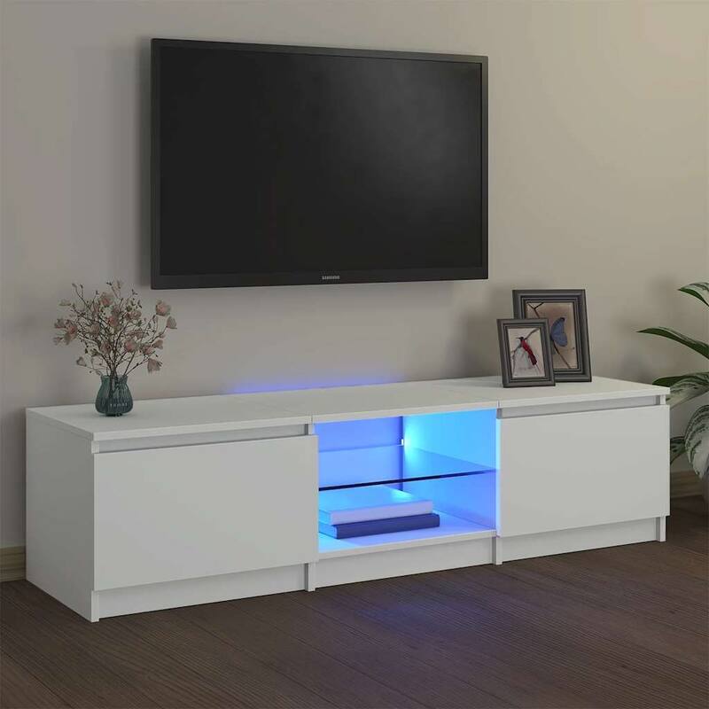 vidaXL TV Cabinet with LED Lights White 55.1x15.7x14.2" - 55.1" x 16" x 14"