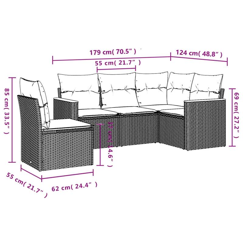 vidaXL Garden Sofa Set Black