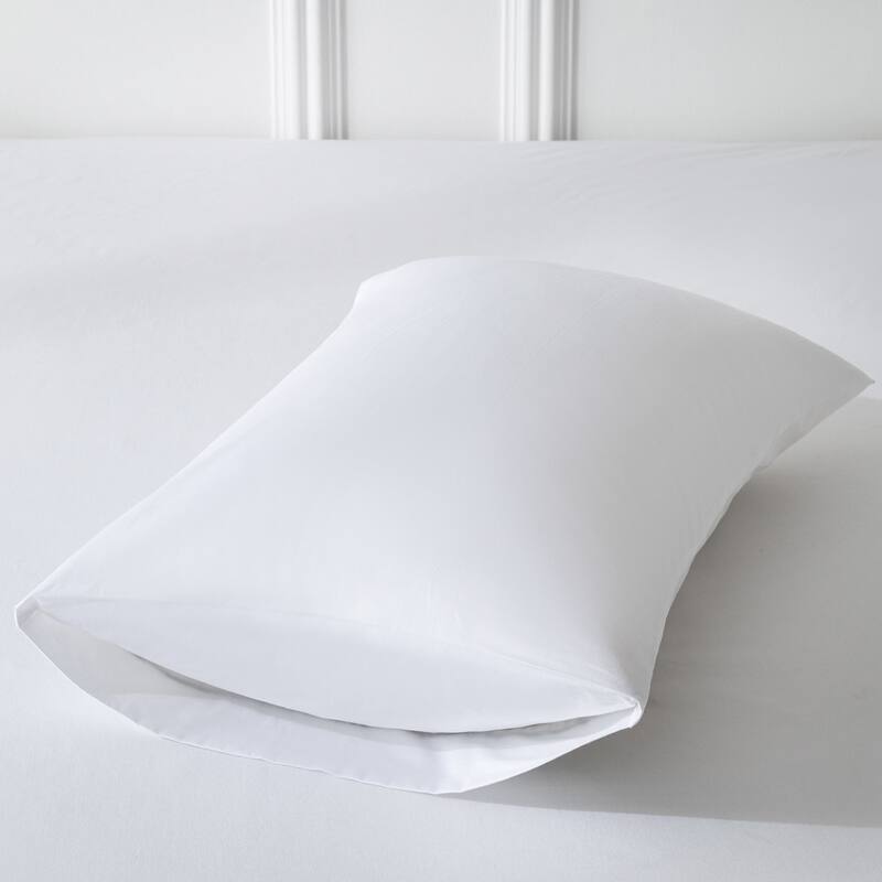 Luxury 400TC Cotton Pillowcases, Hotel-Style Embroidered 2 Pack, 20x30", Navy & Gray