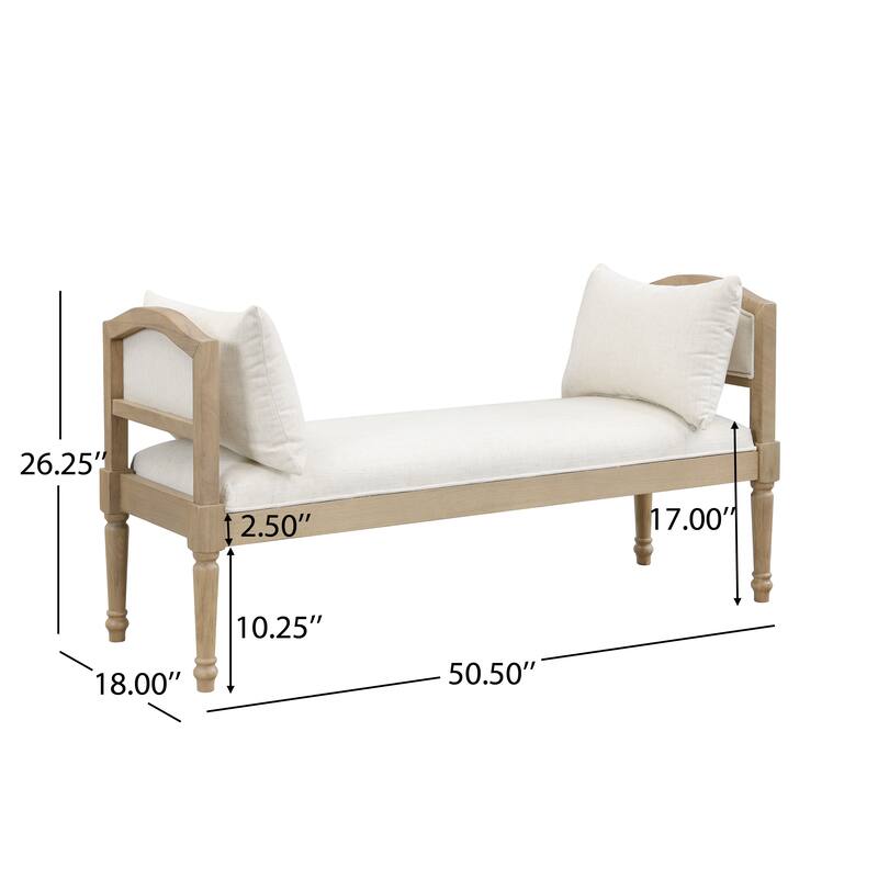 Christopher Knight Home - Elora Upholstered Bench with Turned Legs and Side Cushions