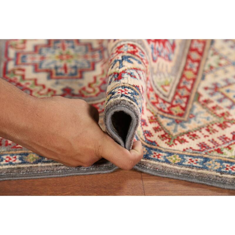 Hand Knotted Oriental 100% Wool Carpet Traditional Geometric Beige & Ivories Kazak Area Rug - 3' 0'' X 2' 0''