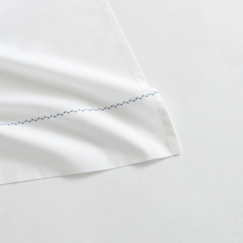 Martha Stewart Lilly Pond Leaf Embroidered Cotton Sheet Set