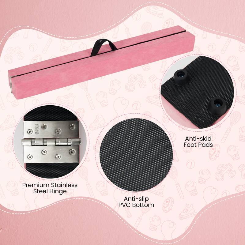 Gymax 9 FT Folding Balance Beam w/ Solid Wood Base & Anti-slip Bottom