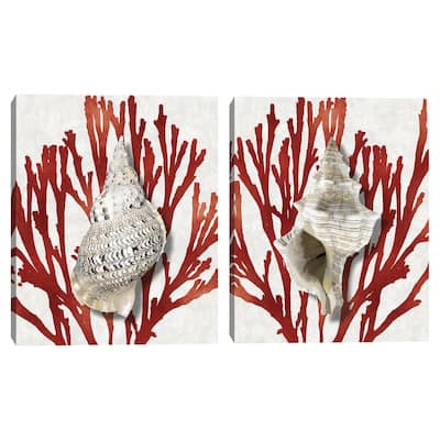 Shell Coral Red I & III by Caroline Kelly Canvas Art Prints