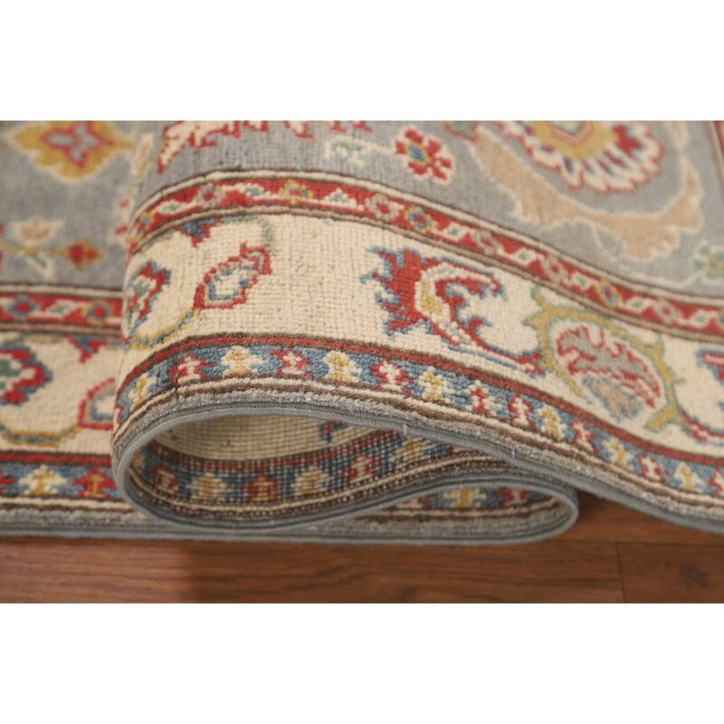 Grey Kazak Runner Rug Hand-Knotted Wool Carpet - 2'2" x 5'11"