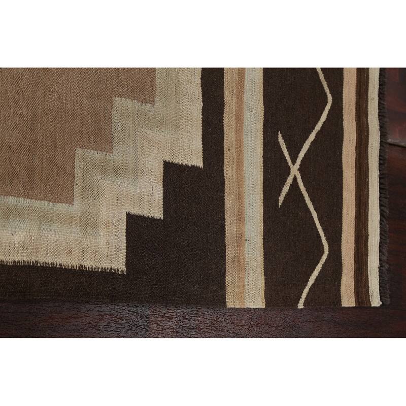 Natural Dye Kilim Oriental Staircase Runner Rug Hand-woven Wool Carpet - 3'5" x 12'8"