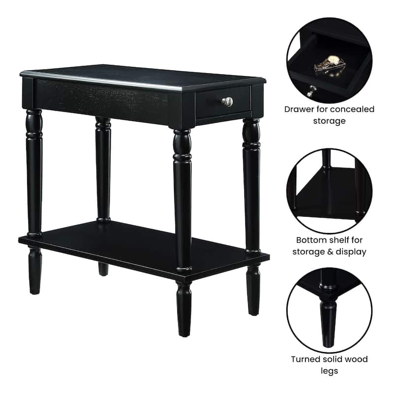 Convenience Concepts French Country No Tools Chairside End Table with Shelf