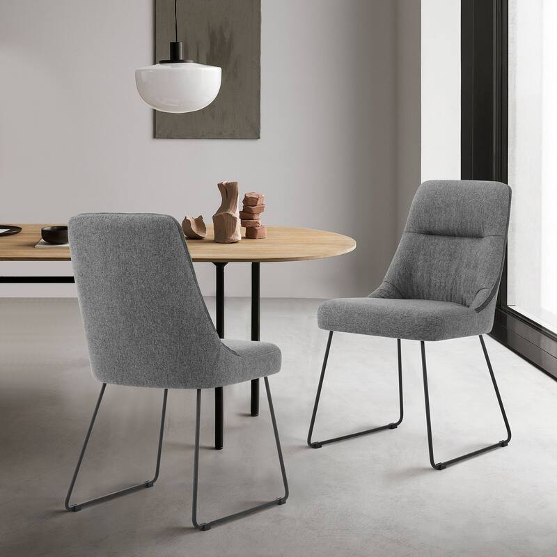 Quartz Grey Fabric Upholstered Dining Chairs - Set of 2
