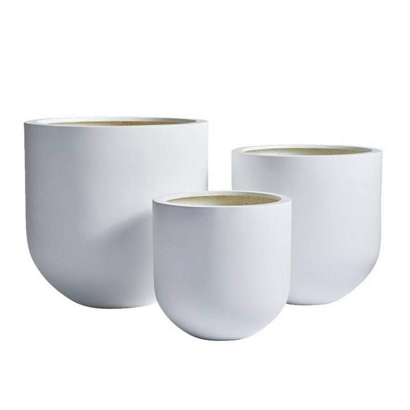DreamPatio Santa Rosa Fiberstone Planter for Indoor/Outdoor - 20x20x20 - White