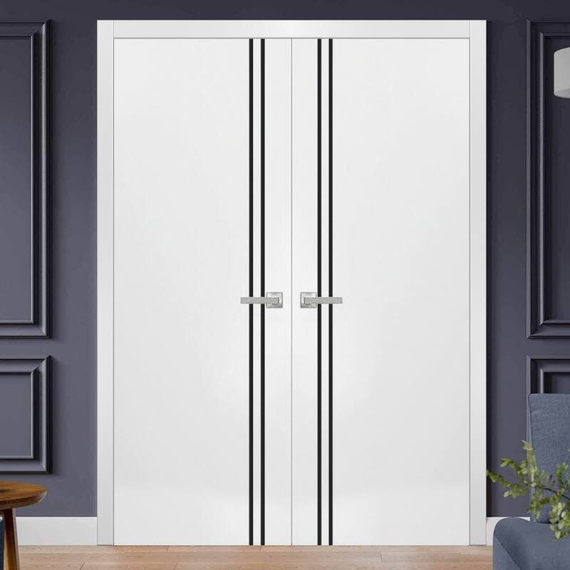 Slab Barn Door Panel 28 x 80 Planum 0016 White Silk with Sturdy Finished