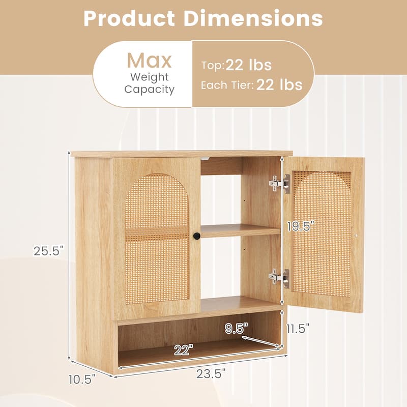 Gymax Bathroom Wall Cabinet Deep Bathroom Cabinet w/ Adjustable