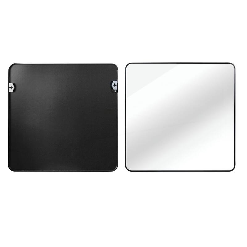 30 in x 30 in Black Metal Framed Square Bathrrom Mirror for Wall